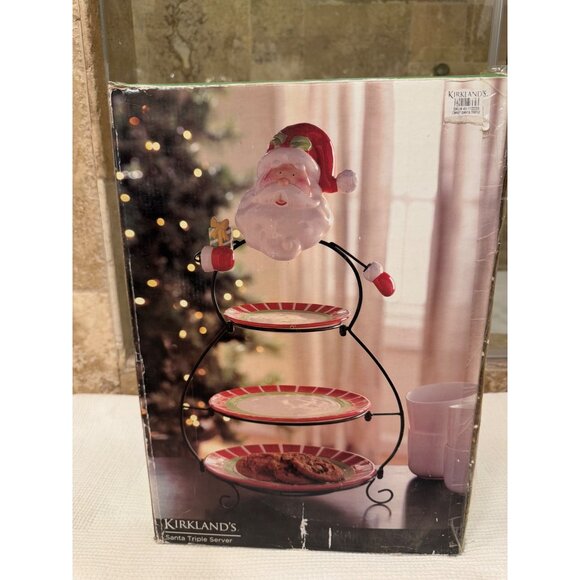 Kirklands Santa Triple Server NIB - Picture 1 of 3